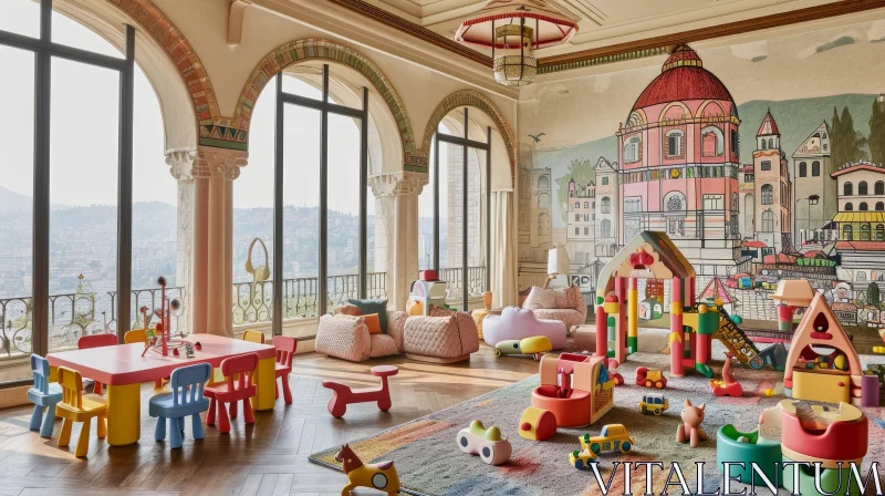 Luxury Children's Playroom with Whimsical Decorations AI Image