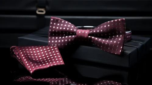 Stylish Dark Red Bow Tie and Pocket Square Ensemble