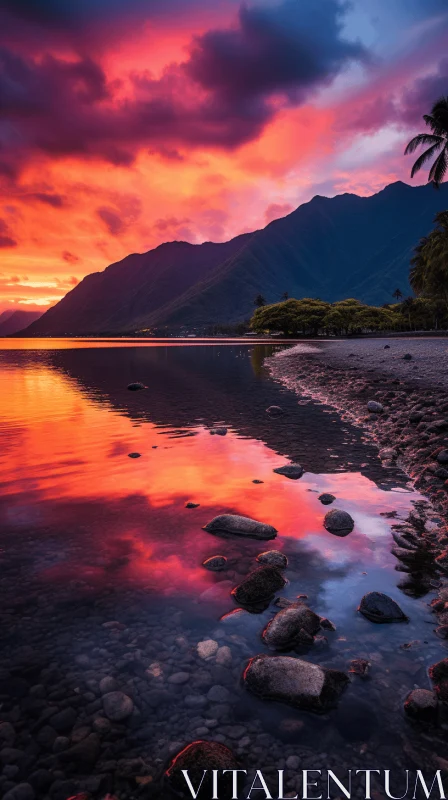 Captivating Sunset with Vibrant Colors | Majestic Mountains AI Image