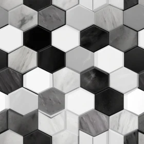 Monochrome Marble Hexagon Tiles Pattern