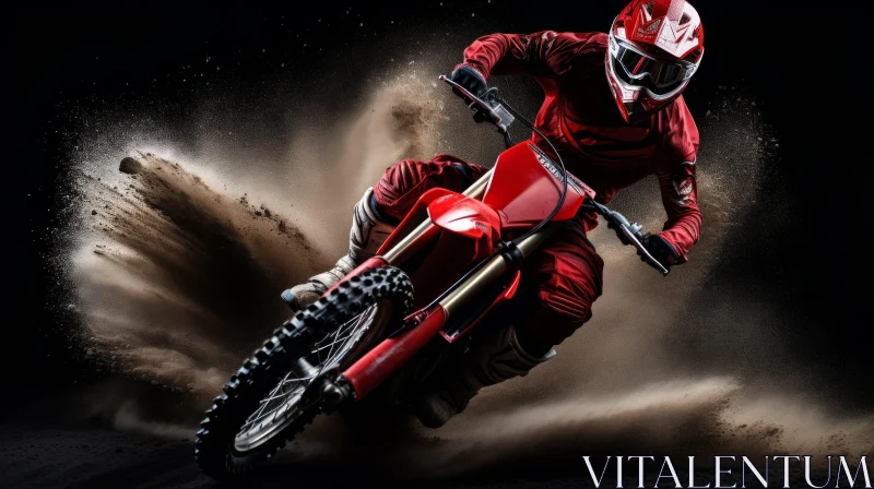 Extreme Sport Action: Dirt Bike Rider in Full Gear AI Image