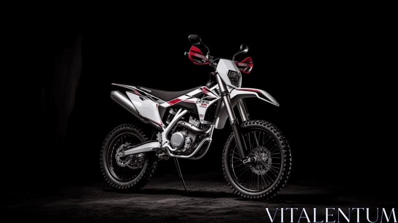 Red and White Dirt Bike on Dark Background: Captivating Contemporary Art AI Image