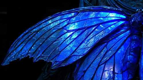 Close-up of a Glistening Blue Butterfly Wing