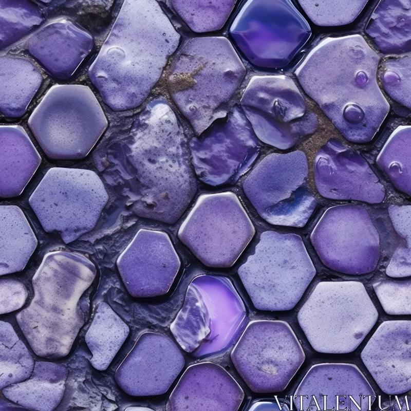 Shiny Purple Cobblestones Texture AI Image