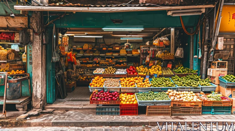 AI ART Vibrant Fruit and Vegetable Store in Asia: A Captivating Shopping Experience