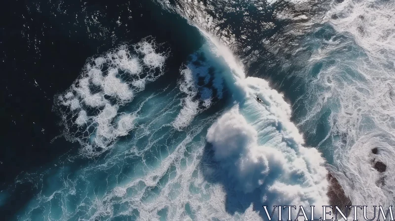 Aerial View of Surfer Riding Big Wave | Power of Nature AI Image