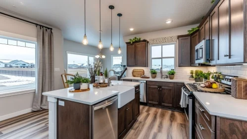 Modern Kitchen Design with Spacious Island and White Quartz Countertop