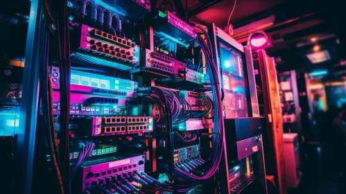 Server Room Technology - Illuminated Network Setup