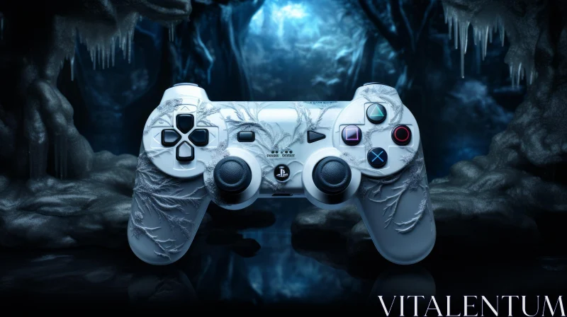 White PlayStation Controller in Enchanted Forest AI Image