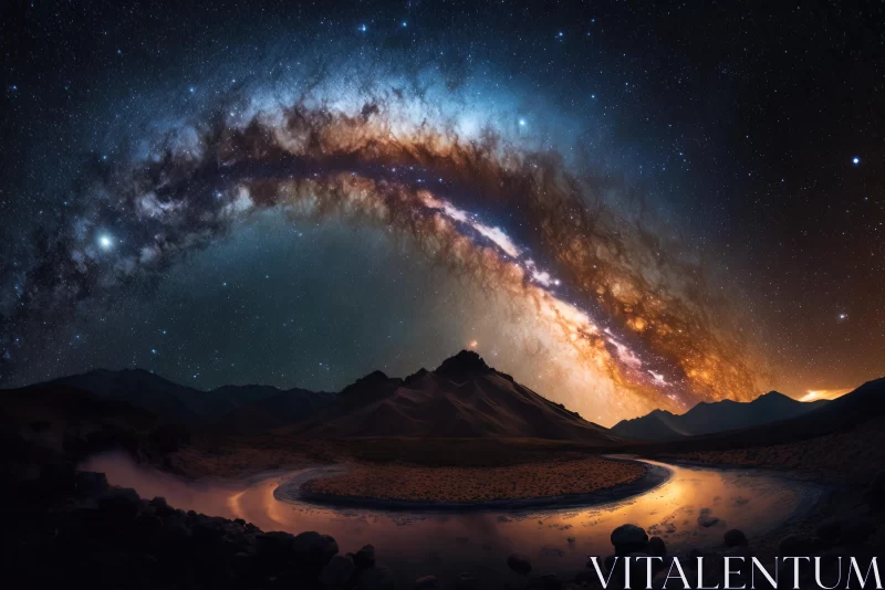 Milky Galaxy Over River and Mountains - Surreal Nature Wonders AI Image