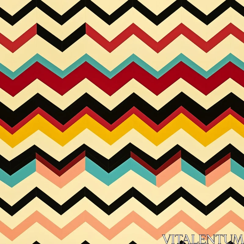 Colorful Zigzag Pattern on Light Beige Background AI Image