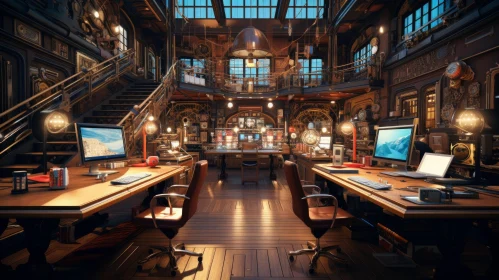 Enigmatic Steampunk Library - Unique Interior Design