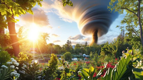 Majestic Tornado Landscape: A Dynamic Display of Nature's Power