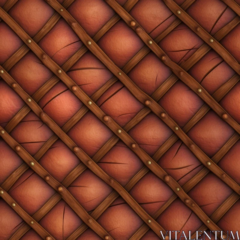Dark Red Leather and Wooden Planks Texture for 3D Rendering AI Image