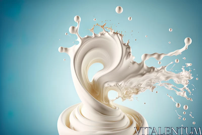 AI ART Milk Splash on Blue Background: Surrealistic Installation