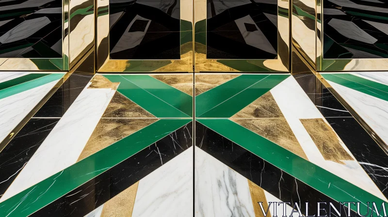 Polished Marble Floor with Geometric Pattern | Abstract Art AI Image