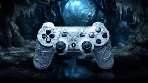 White PlayStation Controller in Enchanted Forest