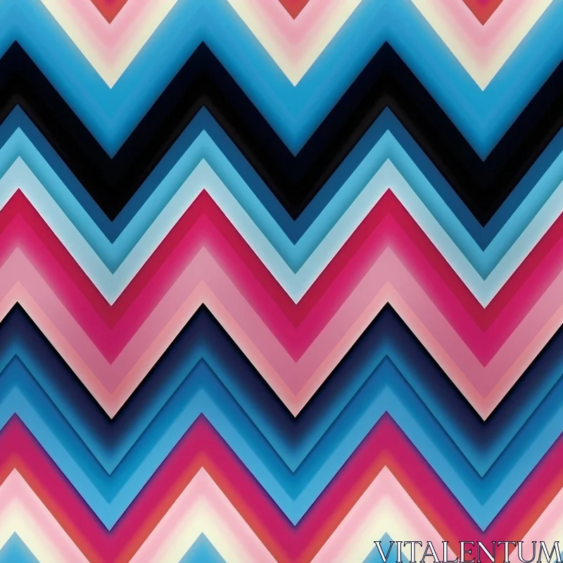 Chevron Pattern in Blue, Pink, White, and Black AI Image