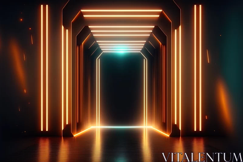 Neon Space: A Captivating 3D Render of High-Tech Art AI Image