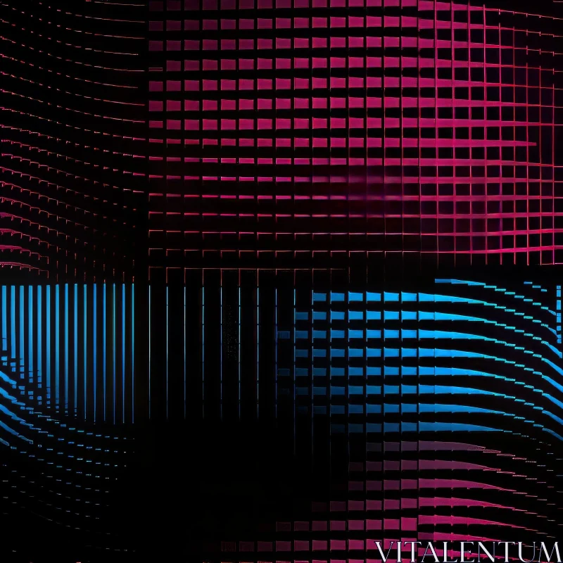 Pink and Blue Geometric Squares on Black Background AI Image