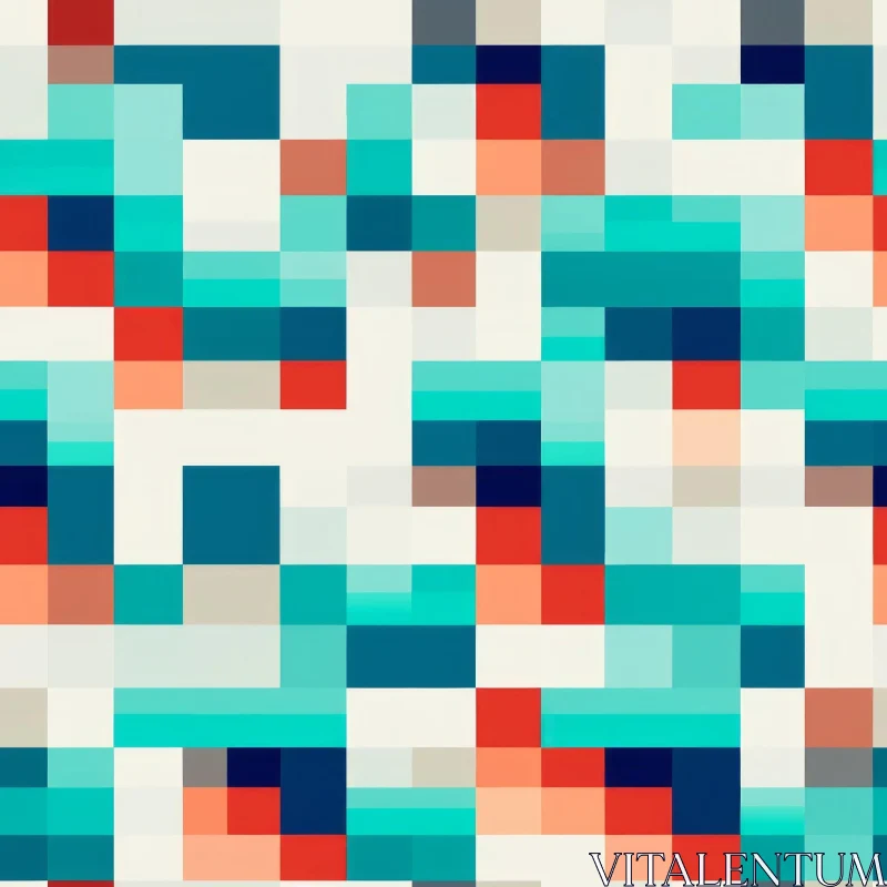 Pixelated Blue and Red Pattern Design AI Image