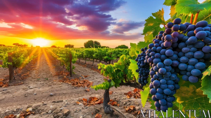 Bountiful Grape Harvest: A Captivating Image of Ripe Grapes in a Vineyard AI Image