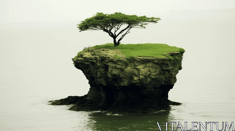 AI ART Captivating Image of a Small Tree on an Island | Japanese Photography