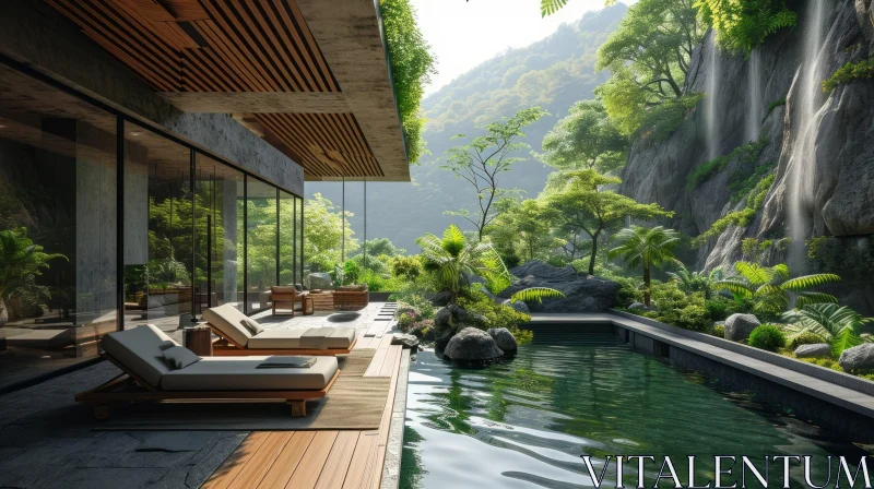 Contemporary House with Pool: A Serene and Private Oasis AI Image