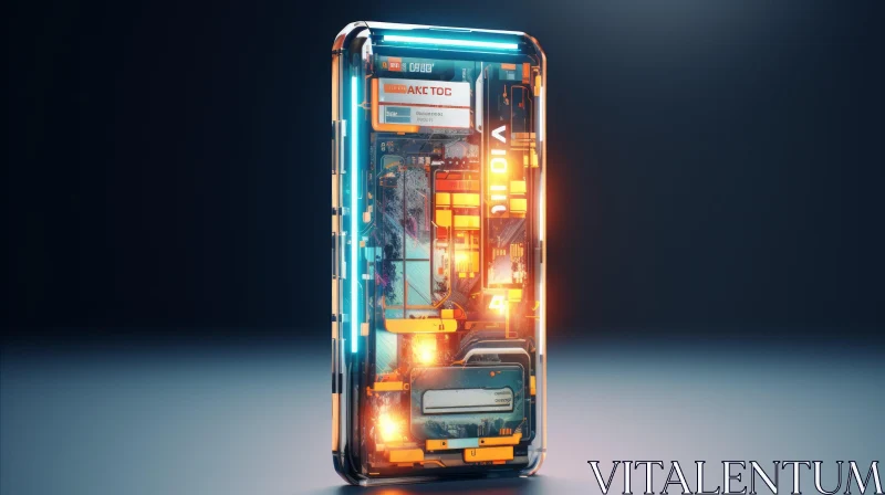 Cutting-Edge Futuristic Smartphone: Glass & Metal Design AI Image