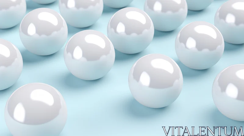 Elegant White Glossy Spheres on Blue Background | 3D Illustration AI Image