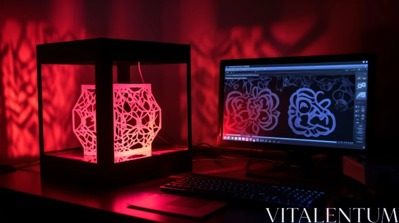 Futuristic 3D Printer Crafting Lampshade AI Image