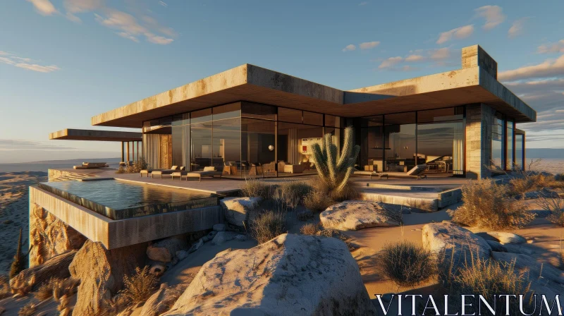 Modern House in the Desert - A Realistic Image AI Image
