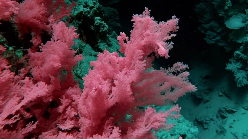 Vibrant Pink Coral Reef in Serene Underwater Scene