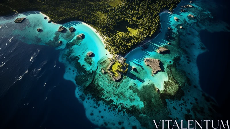 Aerial View of Tropical Island: Captivating Art Inspired by Papua New Guinea AI Image