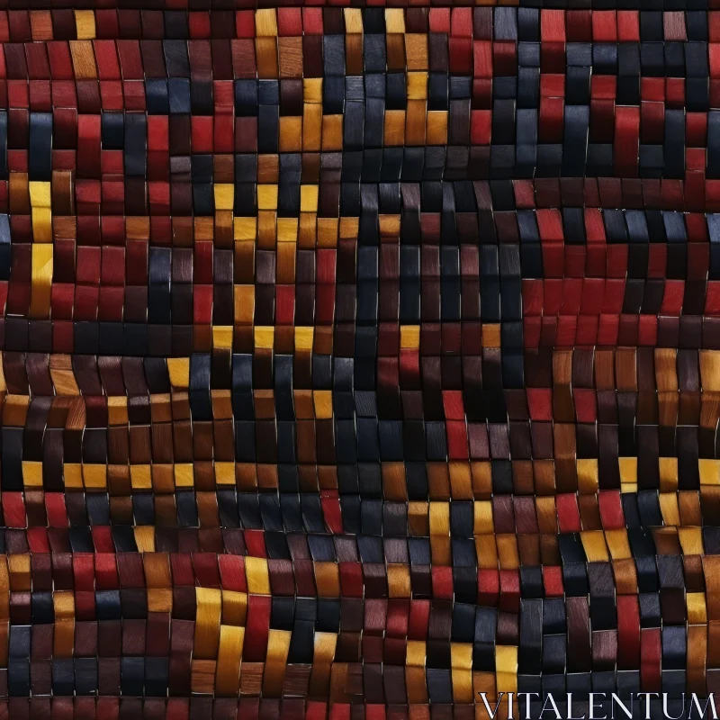 Colorful Woven Leather Fabric Mosaic Close-Up AI Image