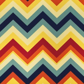Retro Chevron Pattern in Blue, Green, Orange & Yellow