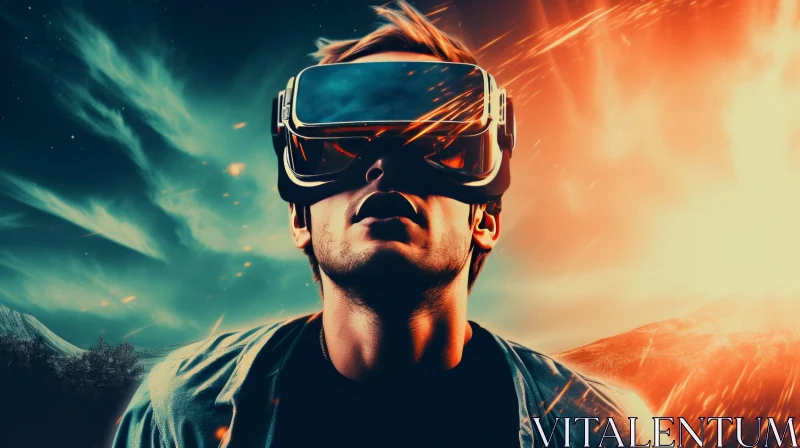 AI ART Virtual Reality Gaming in Fiery World