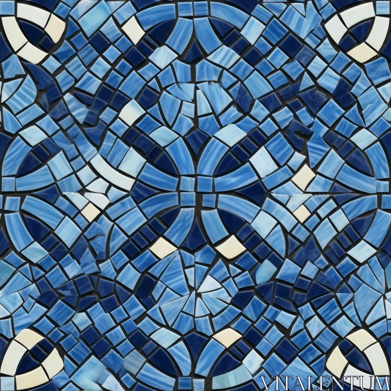 Blue and White Tile Mosaic - Traditional Portuguese Azulejos Inspired Design AI Image