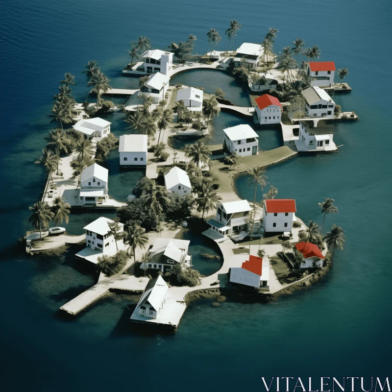 Captivating House in the Ocean on a Small Island AI Image