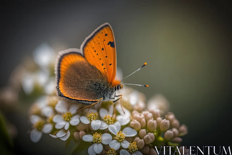 Captivating Image of a Small Orange Butterfly on a Flower AI Image