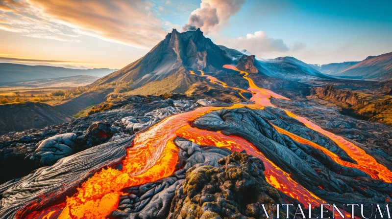 Captivating Volcanic Eruption: A Fiery Display of Nature's Power AI Image