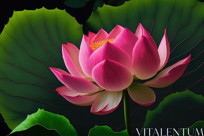 Pink Lotus Flower Art: Realistic Hyper-Detailed Painting AI Image