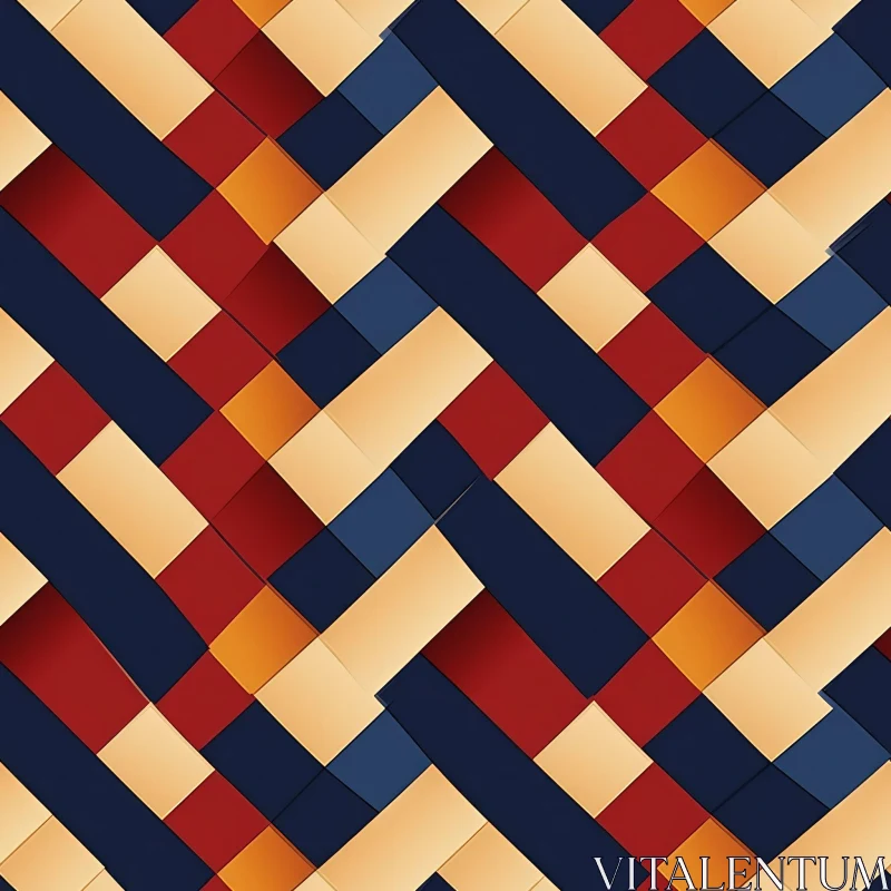 Staggered Rectangles Pattern in Red and Blue AI Image