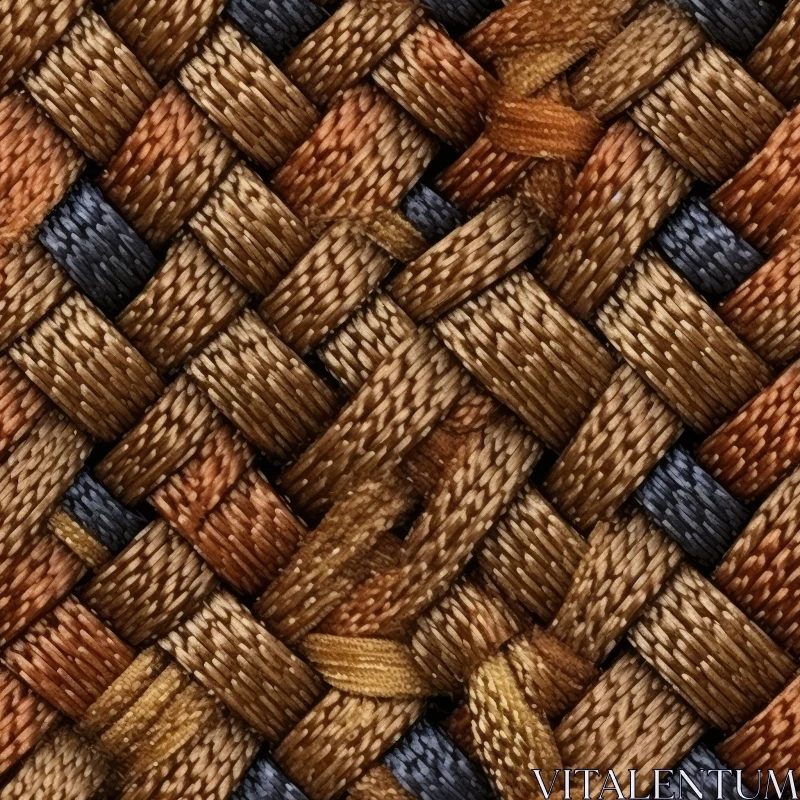 AI ART Brown and Blue Geometric Woven Fabric Close-Up