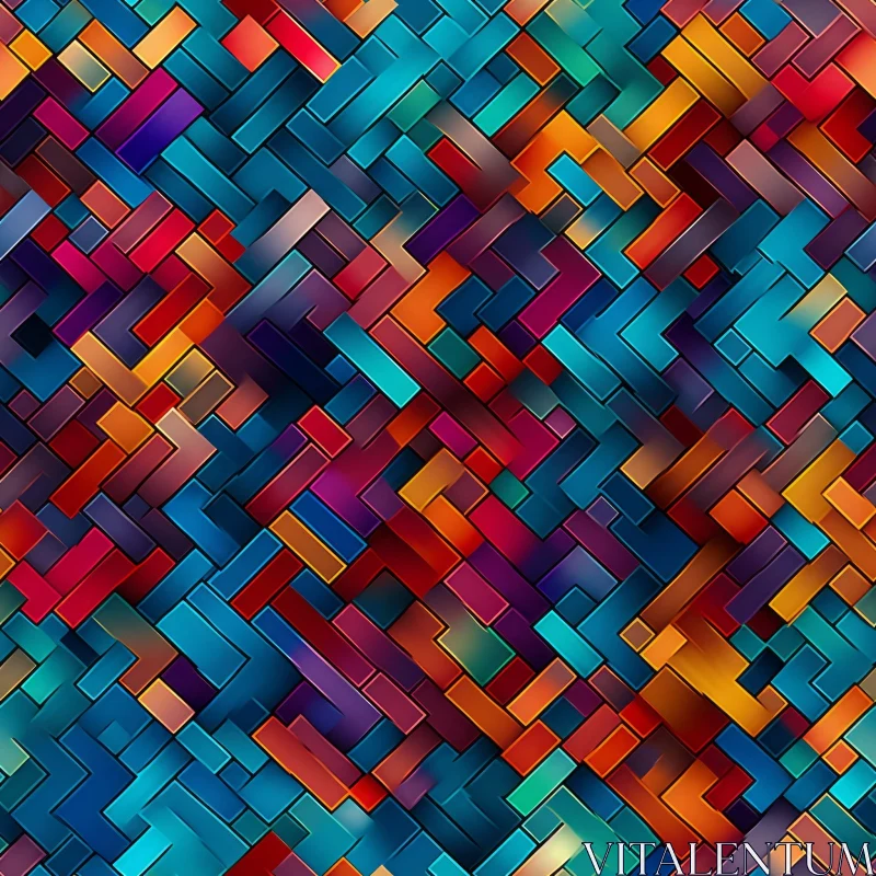Colorful Herringbone Rectangles Seamless Pattern AI Image