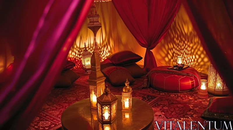 Luxurious Moroccan-Style Tent: A Captivating Interior AI Image