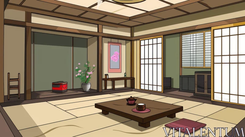 Serene Traditional Japanese Room | Minimalist Interior Design AI Image