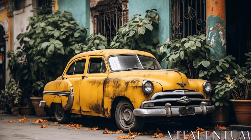 Vintage Yellow Car for Sale in Havana | Earthy Tones AI Image