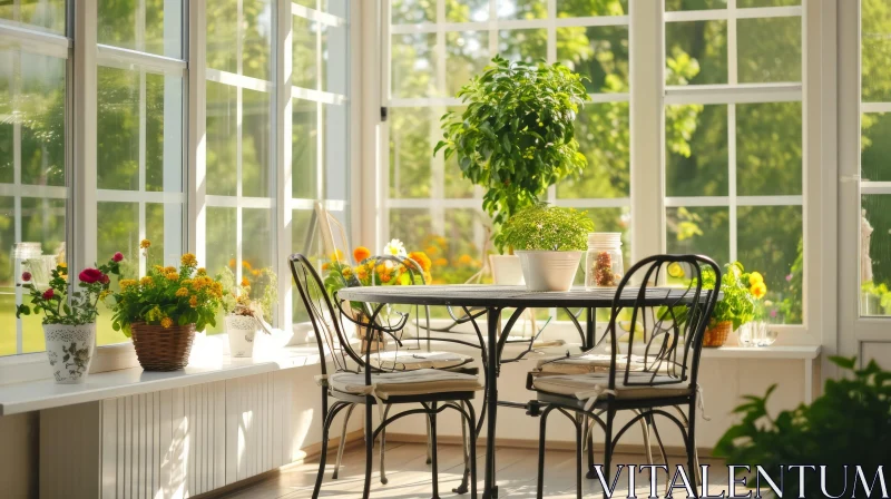 Cozy Sunroom with a Sitting Area - Inviting and Serene AI Image