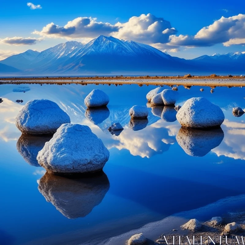 Majestic Mountain Reflection: Exotic Landscapes and Serene Seascapes AI Image